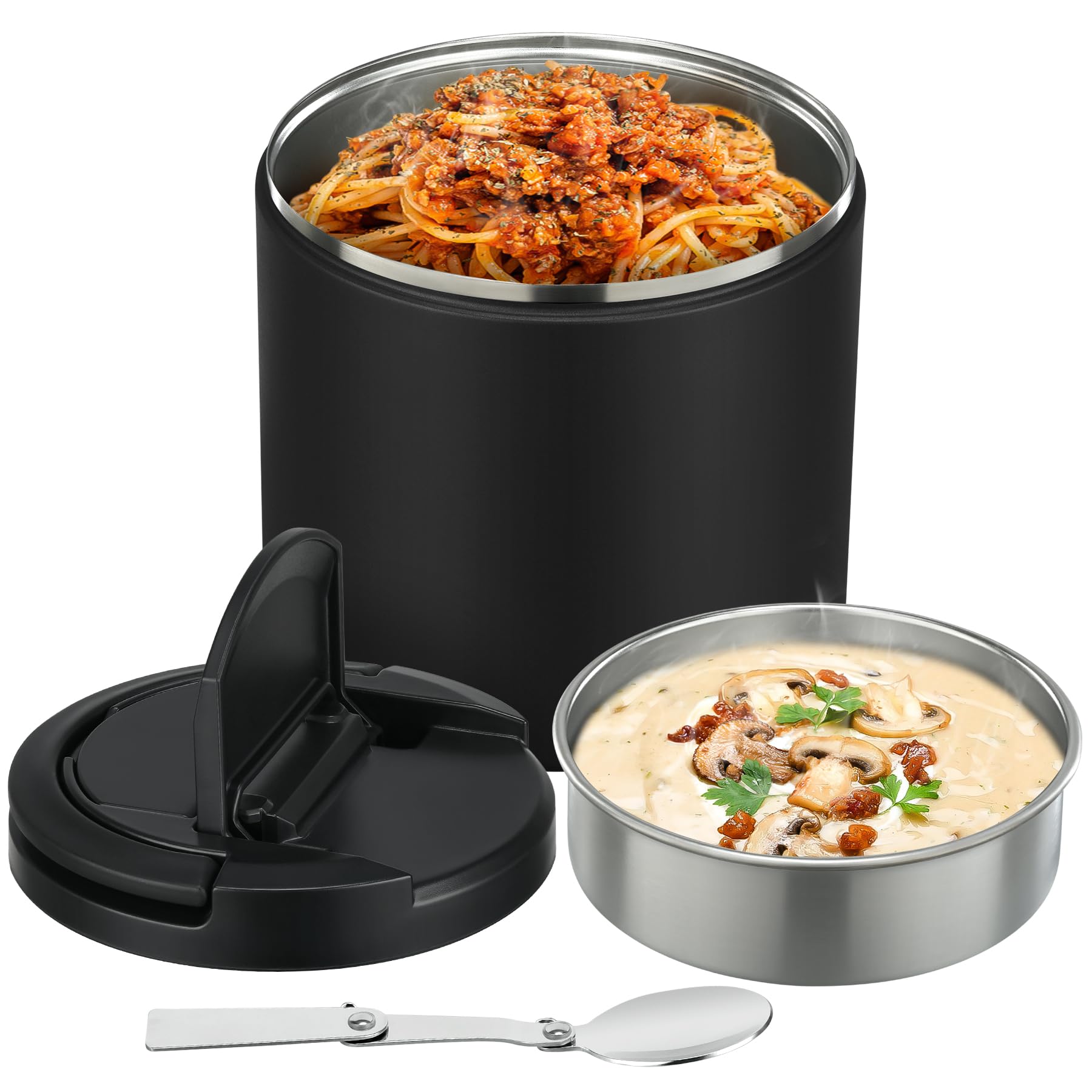 Photo 1 of 40oz Insulated Food Jar-Say Goodbye to Spills&Cold Meals|QuickLift Airtight Leak-Proof Lid Thermo for Hot Food, Wide Mouth Soup Thermos Lunch Box Container Adults|Stainless Steel with Folding Spoon