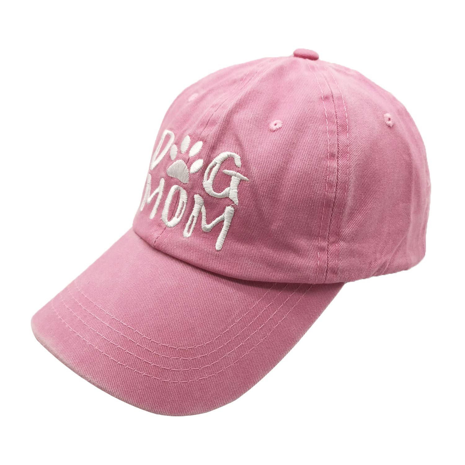 Women's Embroidered Dog Mom Hat Adjustable Denim Baseball Cap