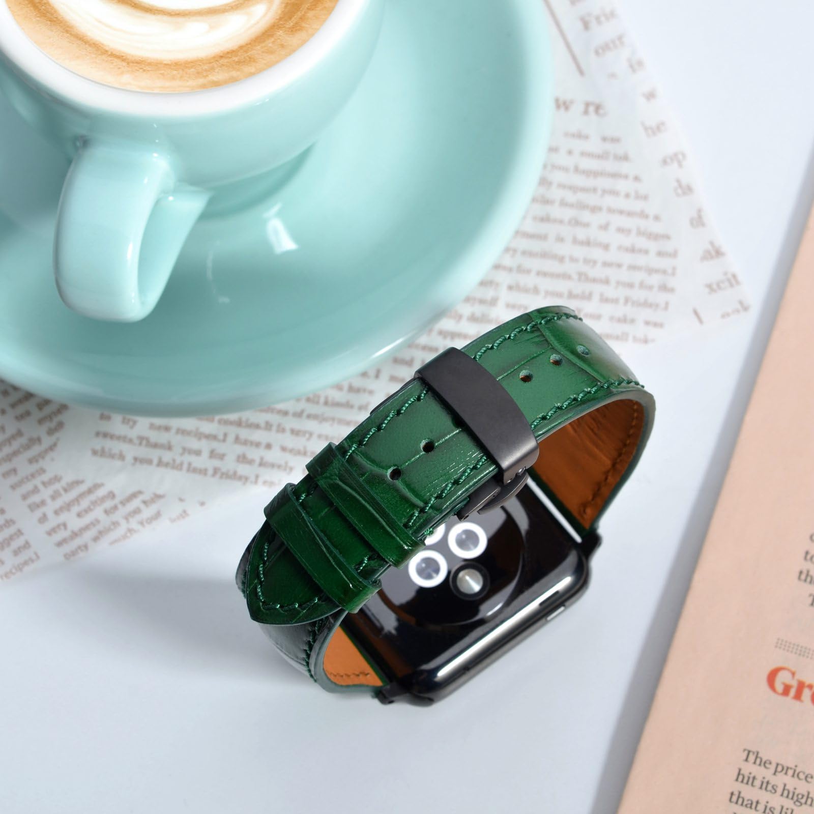 WOCCI 20mm Stainless Steel Deployment Clasp for Watch Band, Matte Buckle (Black)