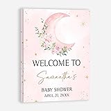 Personalized Pink Moon And Stars Baby Shower