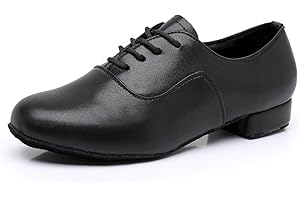 Rosefinch Men's Ballroom Dance Shoes Leather Lace-up Dancing Shoes Modern Latin Salsa Dance Performance Shoes for Men