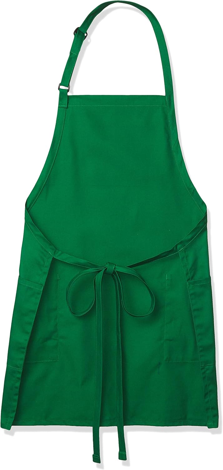 Uncommon Threads Unisex ADJ Bib Apron 2 Patch Pockets, Kelly, One Size: Food Service Uniforms Aprons: Clothing