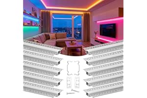 VEVOR Plaster-in LED Aluminum Channel, 10-Pack 6.6 ft/2M, Trimless Recessed Drywall LED Strip Diffuser Channel, with Milky Co