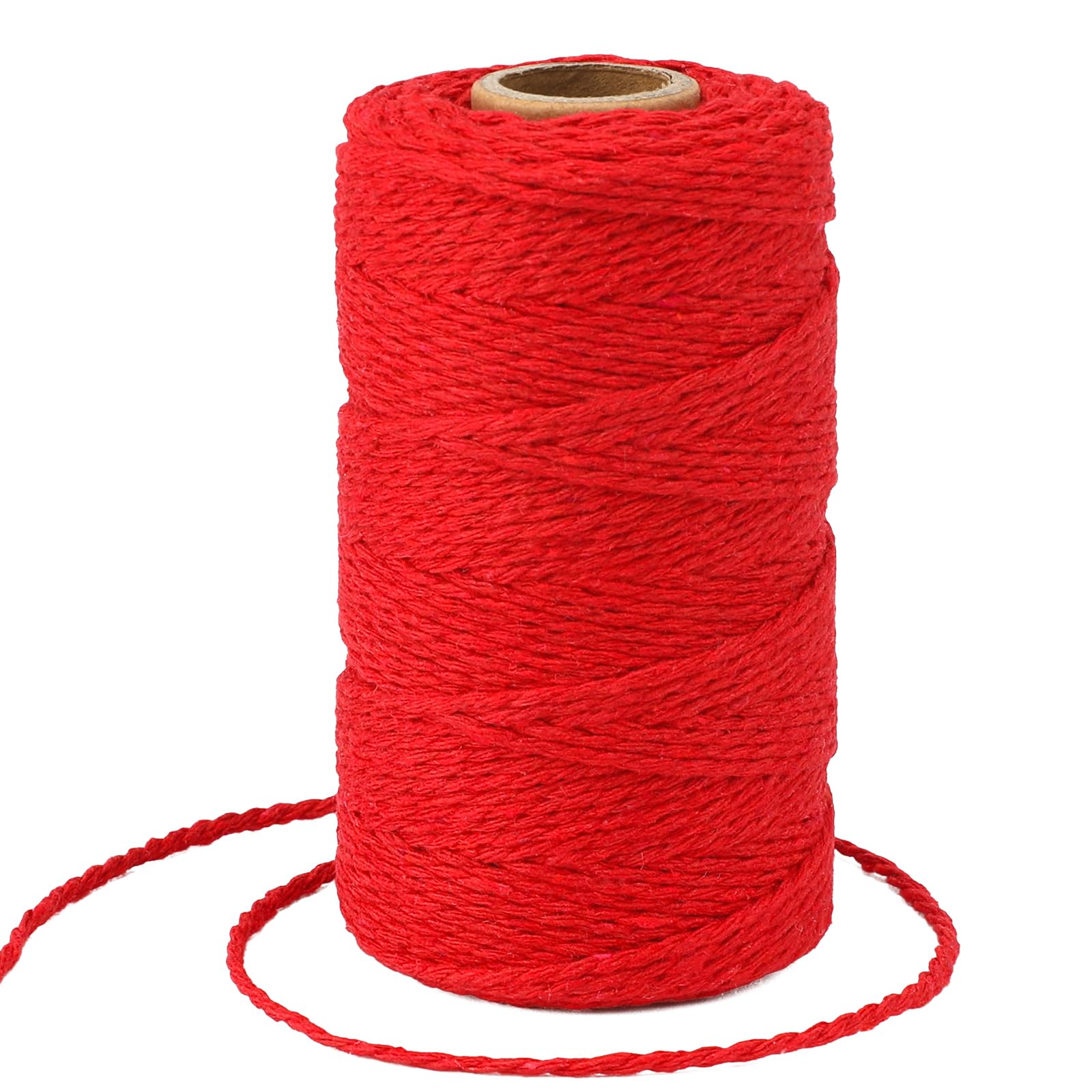 KINGLAKE 100m Red Cotton String, 2mm Butchers String Kitchen Bakers Twine for Crafts, Baking, Gift Wrapping, Knitting, Wall Hanging, Cooking Meat