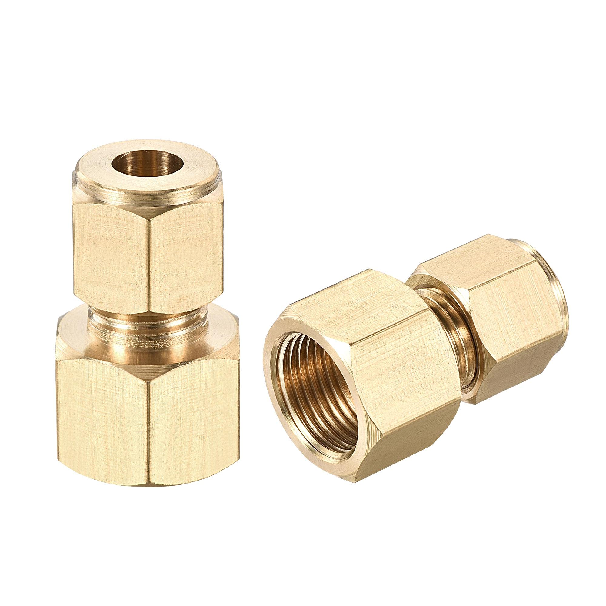 sourcing map Compression Tube Fitting G3/8 Female Thread x 8mm Tube OD Straight Coupling Adapter Brass, Pack of 2