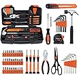 MARTCOLOR 58 Piece Household Tool Set, General Household Hand Tool Kit with Plastic Toolbox Storage Case, All Purpose Household Tool Kit for Home, Garage, Office and College Dormitory Use, Orange