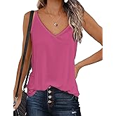 Zeagoo Womens V Neck Camisole Tank Top Strap Sleeveless T Shirt Casual Loose Vest Blouse - S-XXL