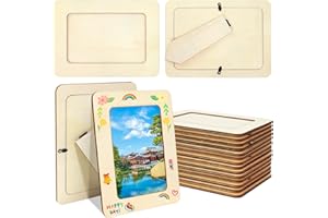 VOKOY 25 Pack Wooden Picture Frames for Crafts, 4" x 6" Photos DIY Wood Frames for Crafting,Unfinished Standing Photo Frames,DIY Frame Crafts Wood Decorate for Birthday Party Christmas Gifts