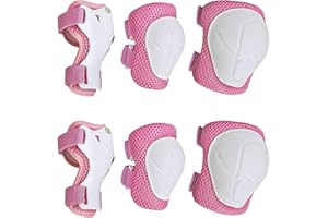SISIGAD Kids Protective Gear Set, Strap Adjustable Knee Pads and Elbow Pads Wrist Guard 6 in 1, Suitable for Scooter, Skateboarding, Cycling, Skating