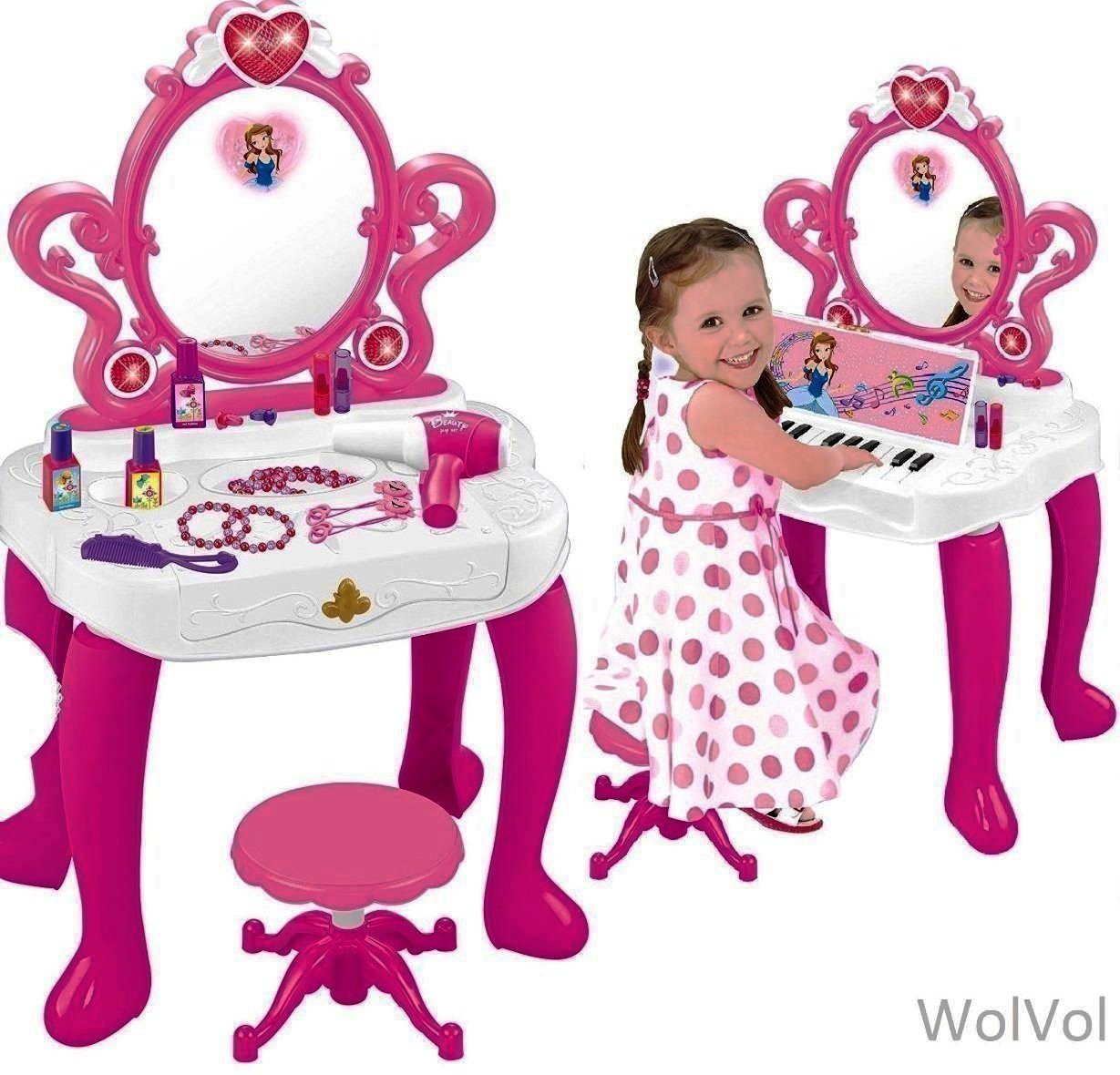 2in1 Vanity Set Girls Toy Makeup Accessories with Working Piano