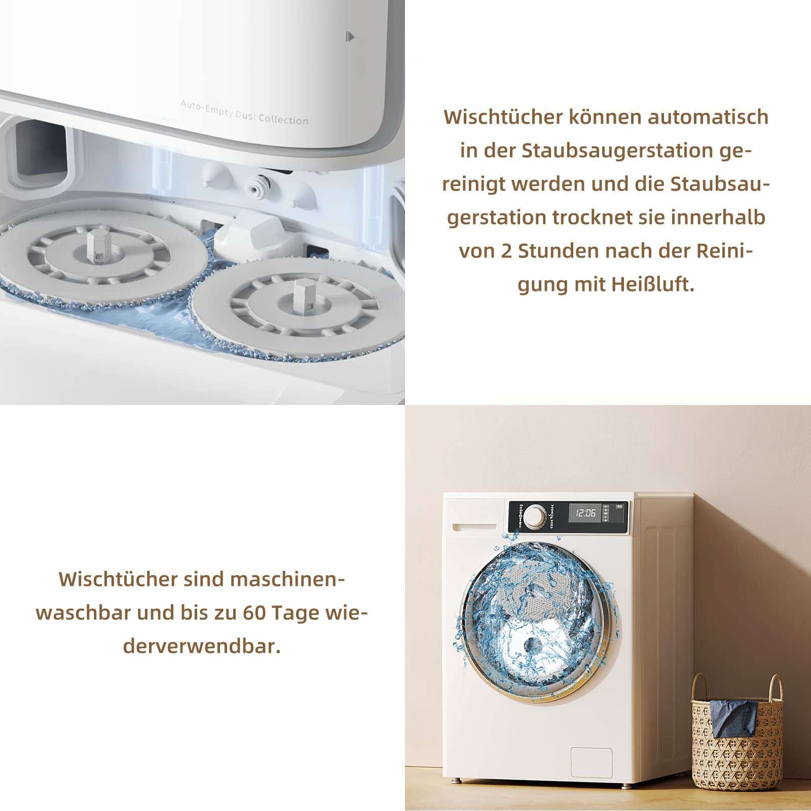 6 Stück Wischtücher für Dreame L10s Ultra Gen 2/Gen 3 /L10s Pro Ultra Heat/L20 Ultra/X40/X50 Ultra Complete Mova E30 Ultra/P50 Pro Ultra & Xiaomi X10+/X20+ Saugroboter, Mikrofaser Wischpad Zubehör 6