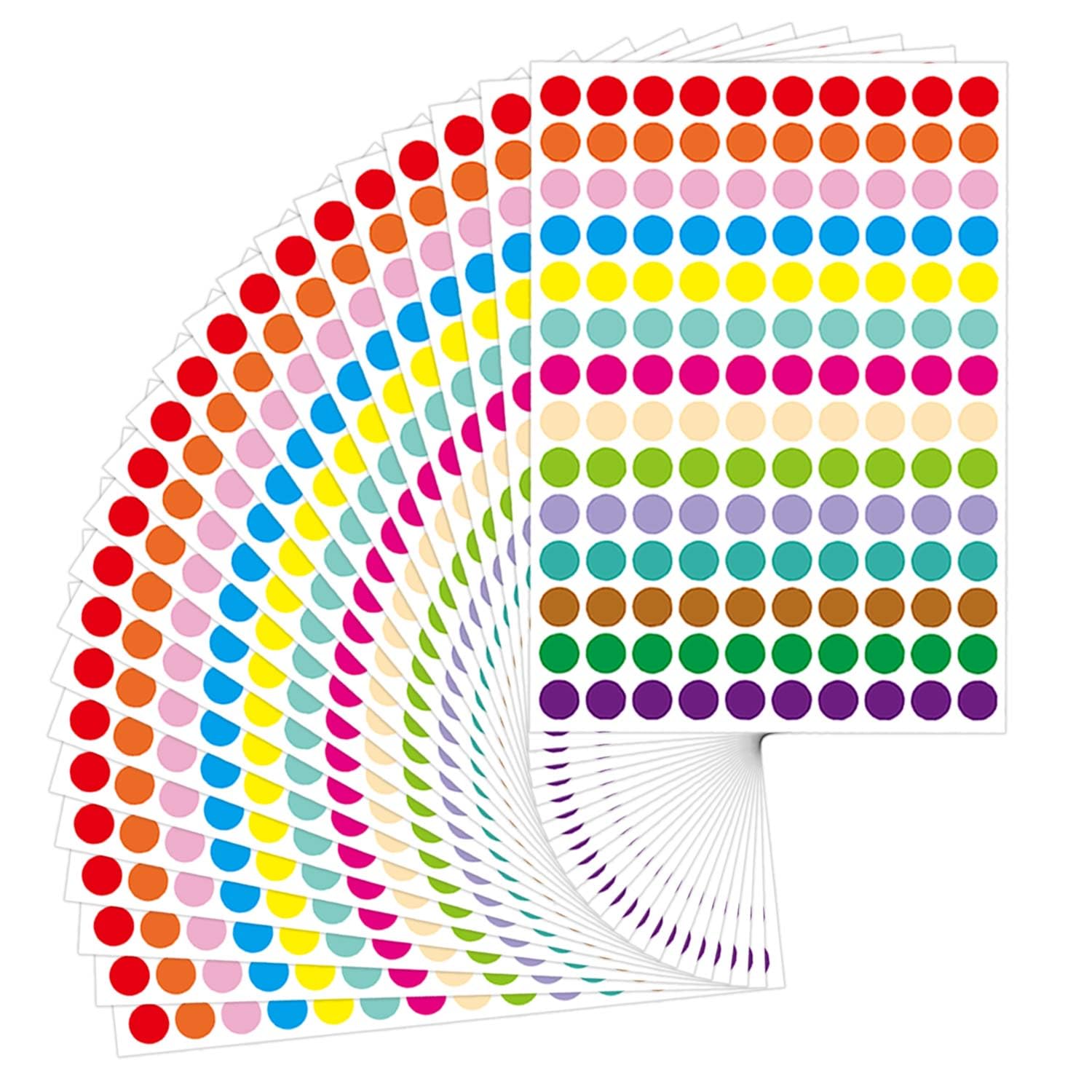 Photo 1 of 0.5 Inch 14 Colors Color Coding Labels Circle Dot Stickers,Can be Used in Offices, Student Classrooms and Other Scenes.