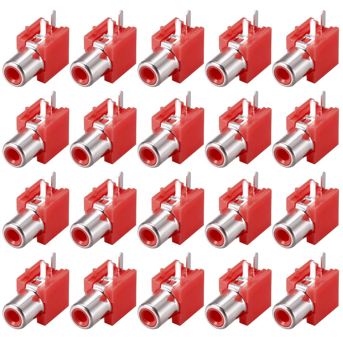 sourcing map PCB Panel Mount Single RCA Socket Female Jack Audio Video AV Connector Red 20Pcs