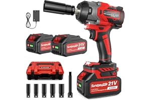 SundpeyPRO Cordless Impact Wrench 800N·m(600Ft-lbs) - 21V 1/2 Inch Brushless Electric Impact Driver with 2 * 4.0Ah Batteries - 2800RPM High Torque Cordless Impact Gun for Lug Nuts with Sockets & Case