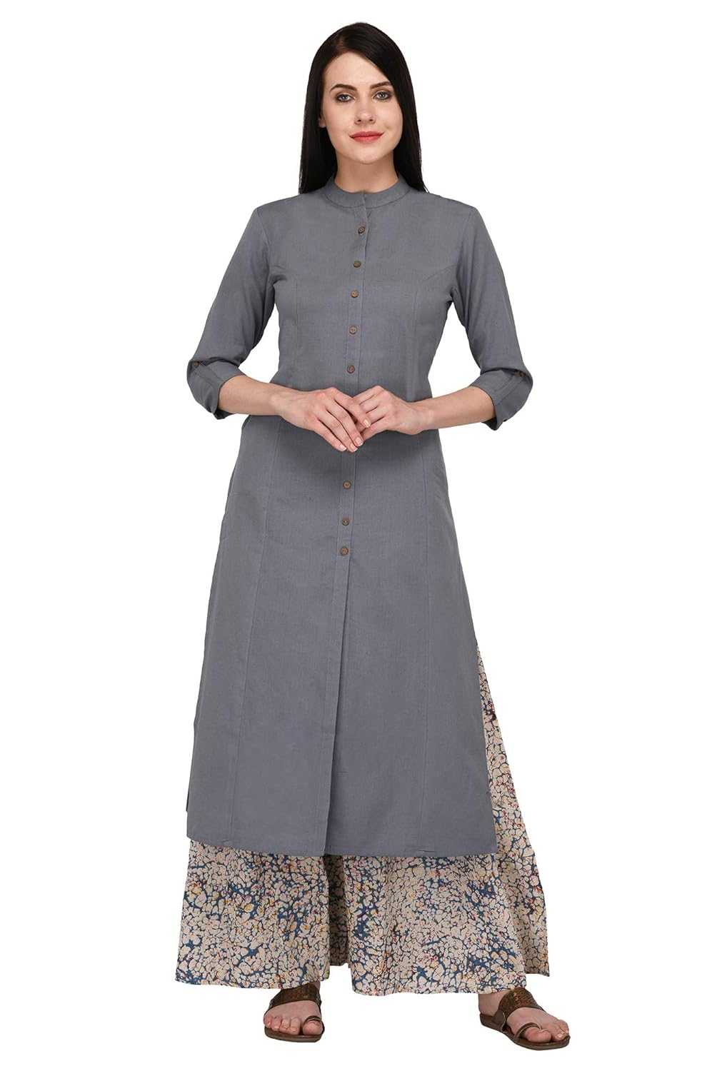 pistaa's women's cotton solid kurta with palazzo bottom set