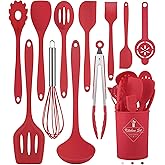 Pranski Kitchen Utensils Set-12 Pieces Silicone Cooking Utensils Set (Dishwasher Safe) 392°F Heat Resistant Spatula Set, Nonstick Cookware