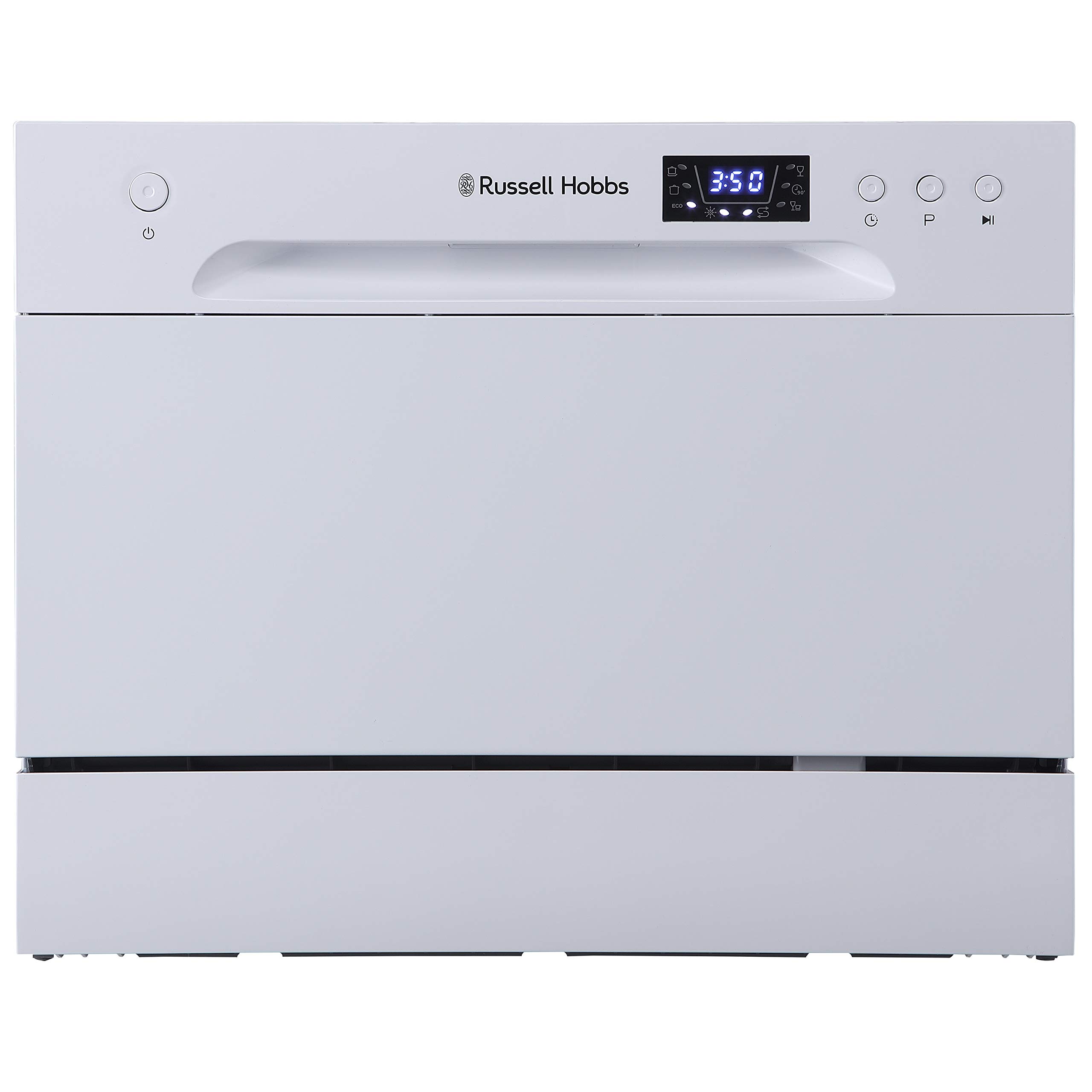 Russell Hobbs RHTTDW6W Freestanding Compact Dishwasher, Eco mode, 6 place_settings, White, Noise level : decibels 52