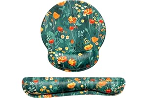 Dapesuom Keyboard Wrist Rest and Mouse Pad with Wrist Support, Cute Memory Foam Cushion for Keyboard and Mouse Set, Desktop P