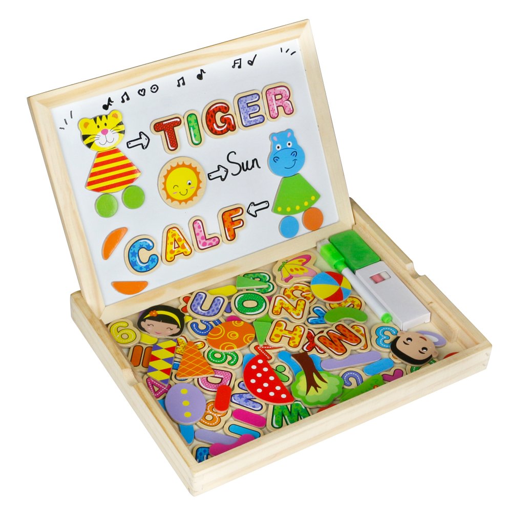 Rompecabezas Madera Juguete Educativo Madera Puzzle  Años  Bebe y Pizarra Blanca Magnética Doble Cara 