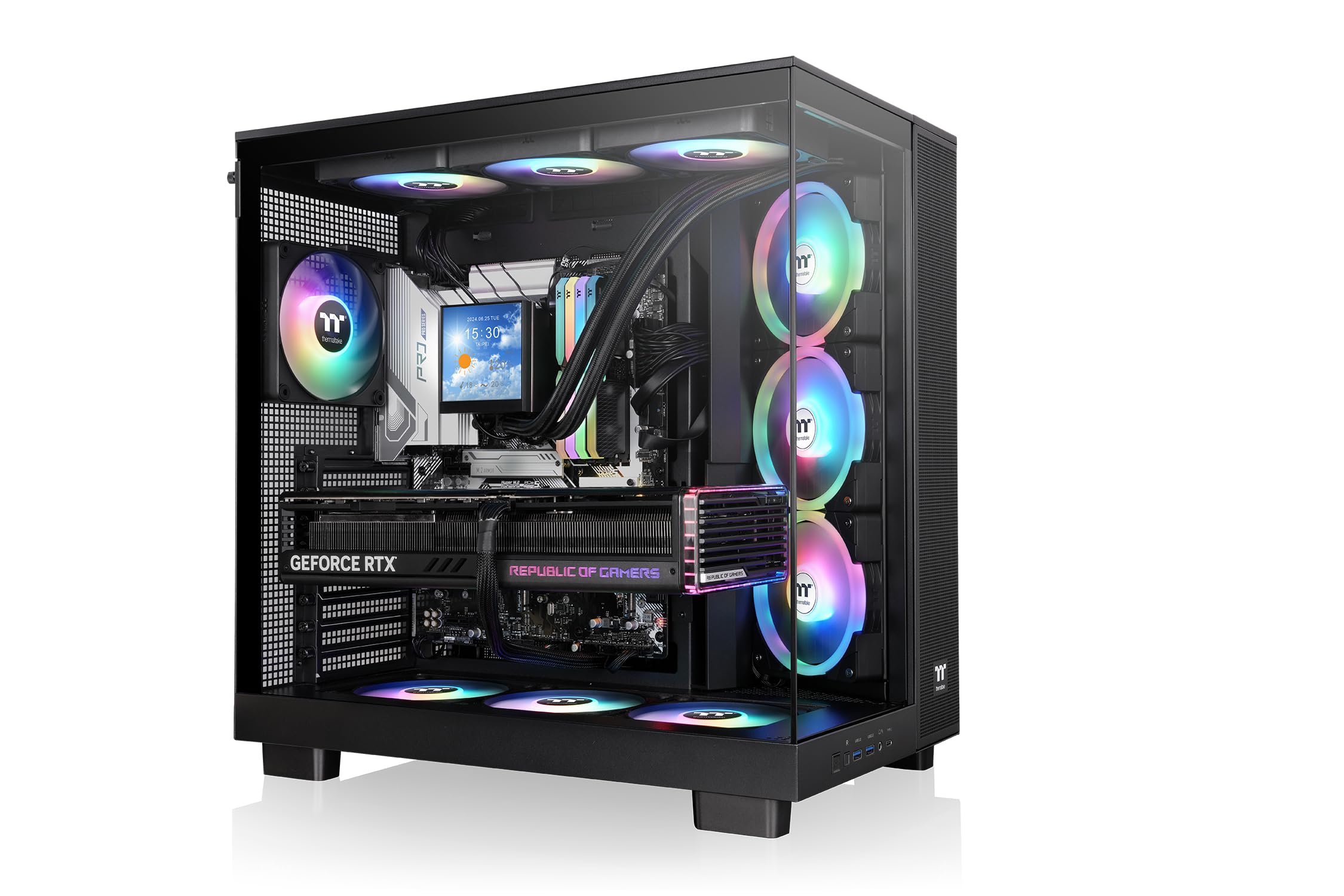 Thermaltake View 380 XL TG ARGB | Mid Tower PC‑Gehäuse | 4‑mm Tempered Glass | E‑ATX & XL‑Mainboard Support | USB‑C Front I/O | 360‑mm Radiator Support | High‑Airflow Design | Black 5