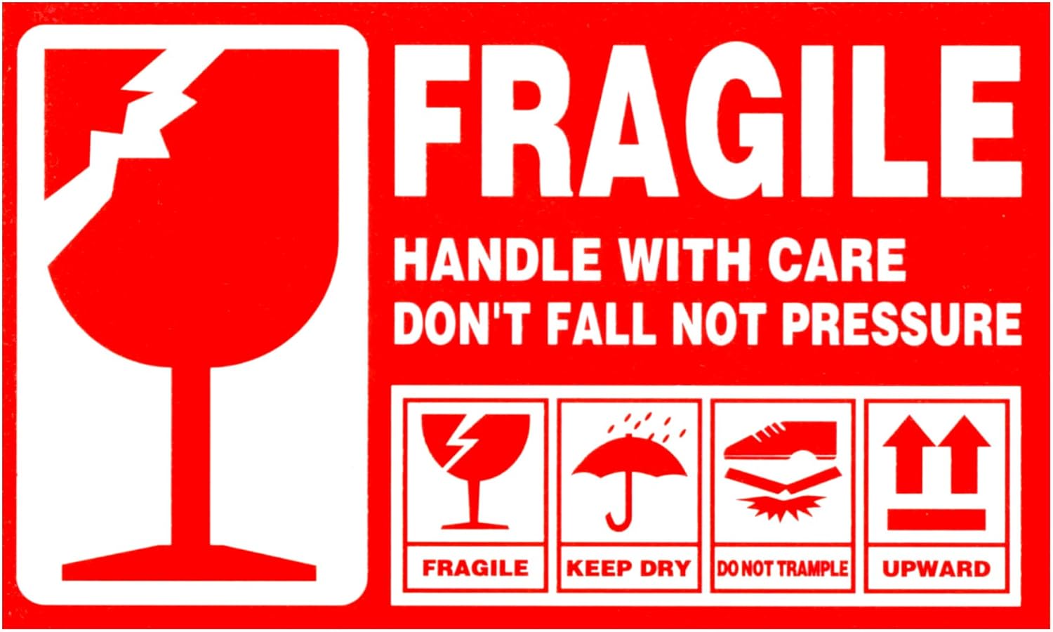 Amazon FRAGILE 壊れ物 取扱注意 ステッカー 大サイズ UPWARD キープドライ 1シート4シール×30枚 120枚セット