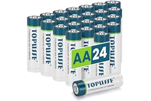 TOPUSSE 24 Pack AA Batteries, Long Lasting Alkaline 1.5v Leakproof Double A Size Battery,10-Year Shelf Life
