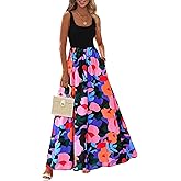 KIRUNDO Women Summer Sleeveless Boho Floral Maxi Dress 2026 Scoop Neck Tank A Line Flowy Beach Vacation Resort Wear Sundress