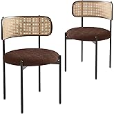 Farini Kitchen Chairs Set of 2, Mid-Century Modern Dining Chairs,Kitchen Dining Room Chairs, Rattan Backrest Round Upholstere