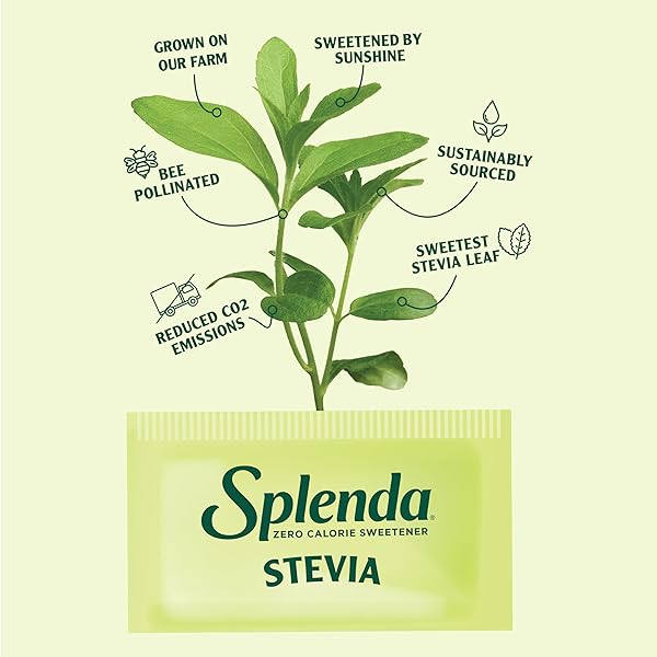 SPLENDA STEVIA ZERO CALORIE SWEETENER, SUGAR SUBSTITUTE PACKETS, 100 COUNT (PACK OF 1)