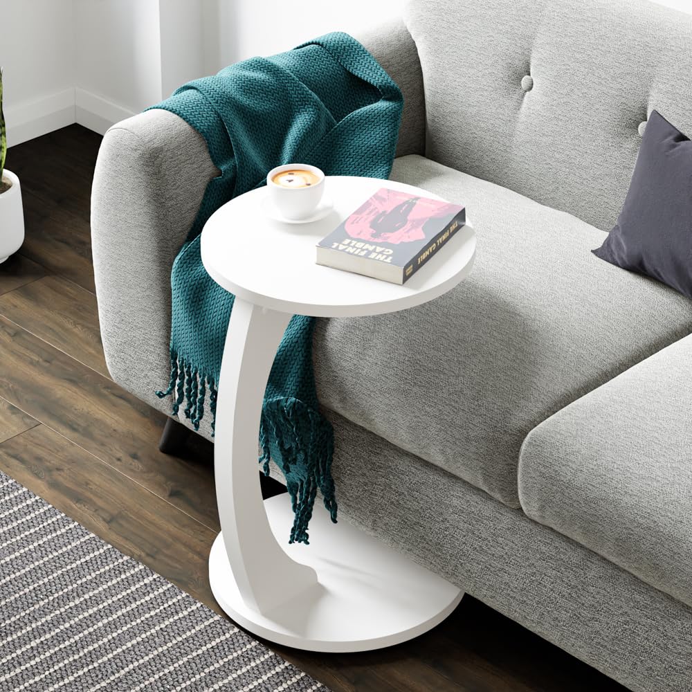 InterGo C Shaped End Table for Couch Small