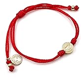CRUZONE St Benedict Coin Medal on Adjustable Red Cord Wrist Adjustable Bracelet