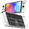 RHOTALL 3 in 1 Transparent Case for Nintendo Switch OLED, Clear Dockable Shell Compatible with Switch OLED and Joycon Controller, Comfort Grip Case with Shock-Absorption and Anti-Scratch Design