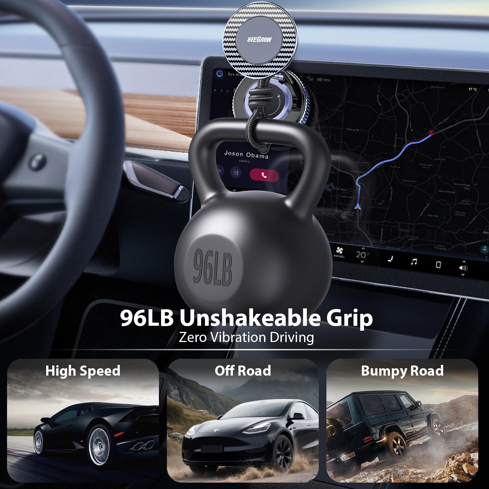 Car Phone Holder for Magsafe [96LBS Ultra Vacuum Suction+2800gf Ultra Magnetic] Car Phone Mount 360° Adjustable, Phone Holders for Your Car for iPhone 16 Pro Max 15 14 13 12 Plus (Carbon Fiber)