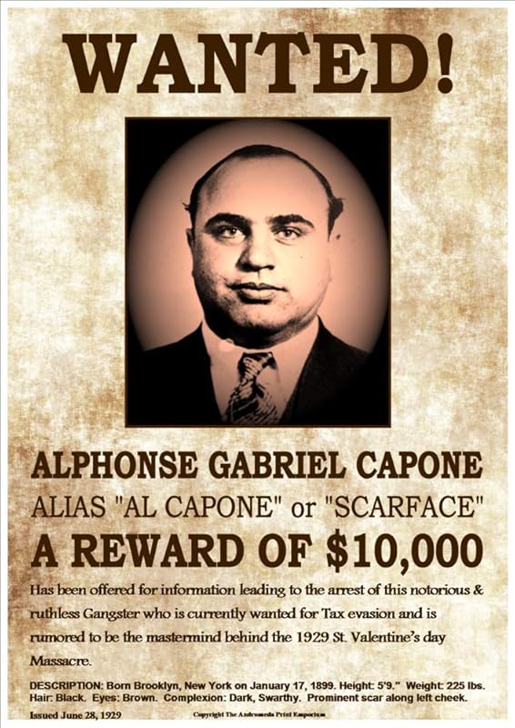 WANTED NOTORIOUS GANGSTER AL CAPONE Fantastic A4 Glossy Art Print