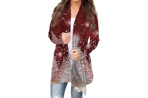 ChicCrate Christmas Cardigan for Women Open Front Long Sleeve Shirts Graphic Holiday Tops Lightweight Jacket Comfy Outerwear