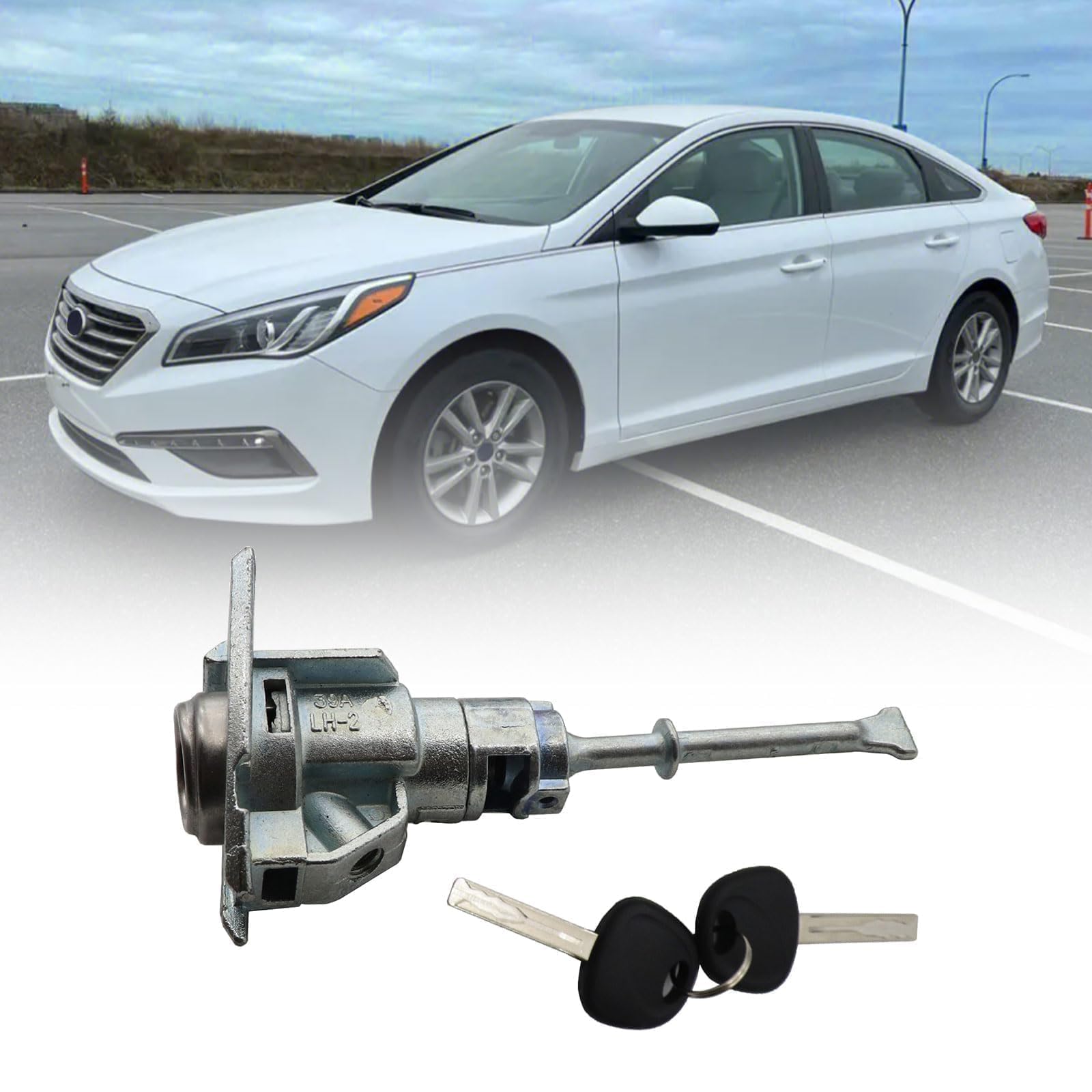 Photo 1 of XQSMWF Left Driver Door Lock Cylinder 2 Keys Compatible with Hyundai Sonata 2009-2014 Compatible with Sonata Hybrid 2011-2015 Silver # 81970-3SA00 819703SA00