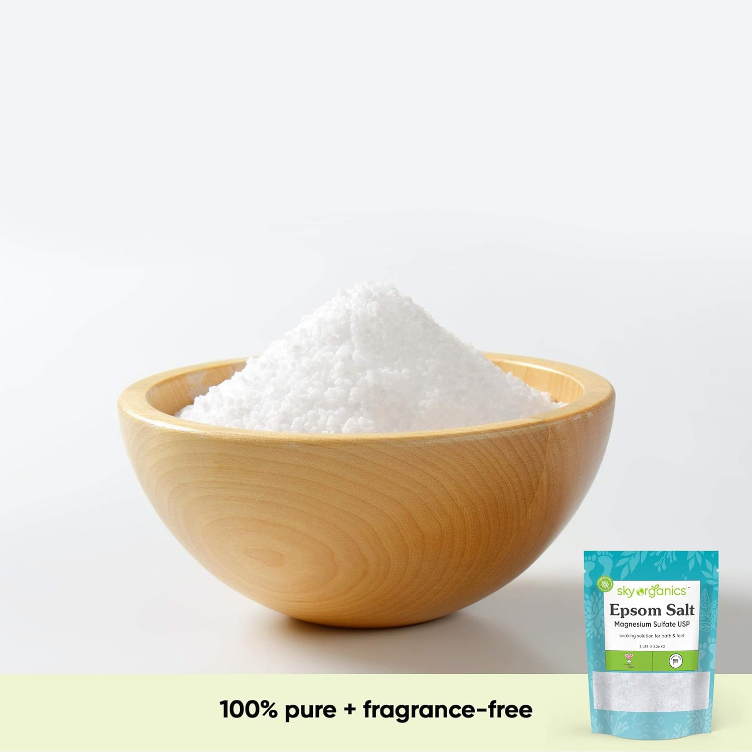 Epsom Salt by Sky Organics (5 lbs.) - 100% Pure Magnesium Sulfate USP Grade Kosher Non-GMO – Bath and Foot Soak Soothing Body Soak. Made in USA : Beauty