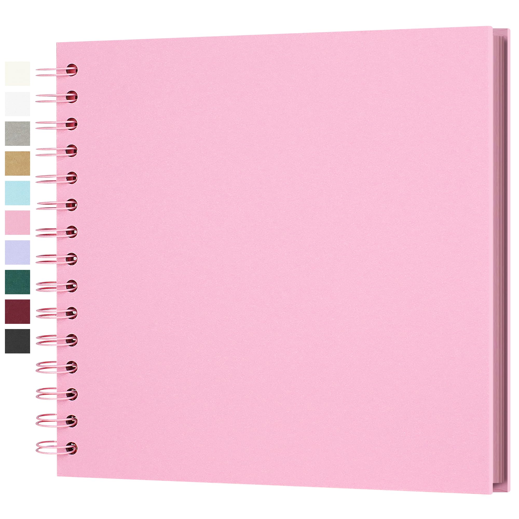 Yopih DIY Scrapbook Album 20.5x20.5 cm Hardcover Kraft Paper Scrap Book with 20 Sheets Memory Book for Family and Wedding Photography, Pink