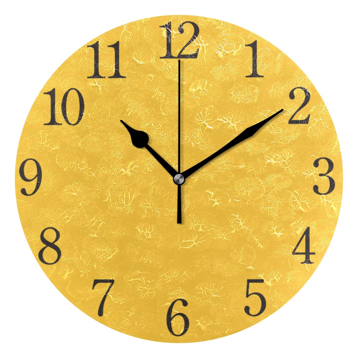 ISAOA 9.4 Inches Modern Wall Clock,Yellow Round Desk Clock Cube Clock for Bedrooms,Kitchen