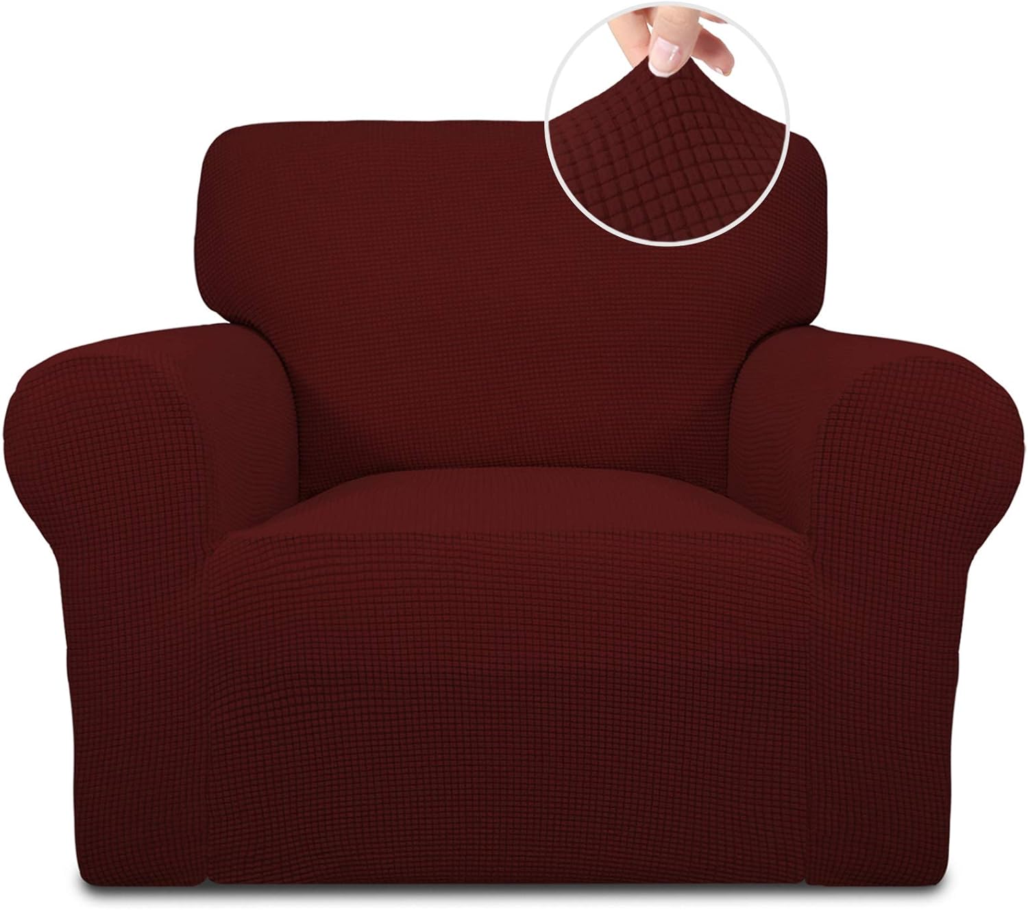 Easy-Going Stretch Chair Sofa Slipcover 1-Piece Couch Sofa Cover Furniture Protector Soft with Elastic Bottom for Kids. Spandex Jacquard Fabric Small Checks(Chair,Dark Gray): Kitchen & Dining