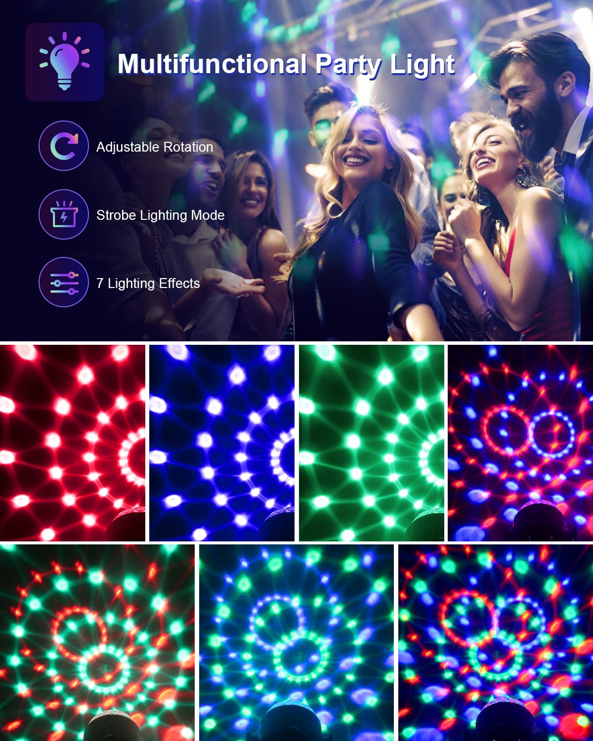 Luditek [2Pack] Sound Activated Party Lights with Remote Control Dj
