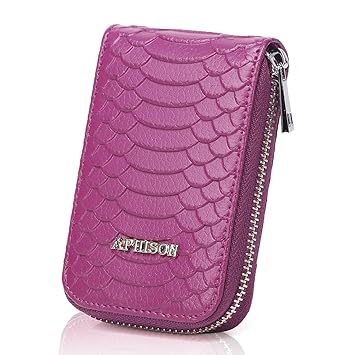 APHISONUK Damen RFID Schutz Blocking Leder Kartenetui Geldbörse minimalistische Portemonnaie Viele Fächer Veranstalter Kompak