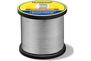WillMall 1/16 Wire Rope 304 Stainless Steel Wire Cable, 328ft Length Aircraft Cable 7x7 Strand Core, 368 lbs Breaking Strength