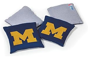 College Pro Football Michigan Wolverines Dual-Sided Bean Bags by Wild Sports, 4 Pack - Premium Toss Bags for Cornhole Sets