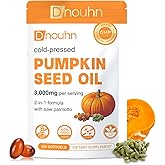 DNOUHN Pumpkin Seed Oil with Saw Palmetto Capsules, Essential Fatty Acids & Phytosterols, Pumpkin Seed Oil for Hair Growth, Urinary, Bladder & Prostate Health, Cold Pressed Pure Virgin, 300 Softgels