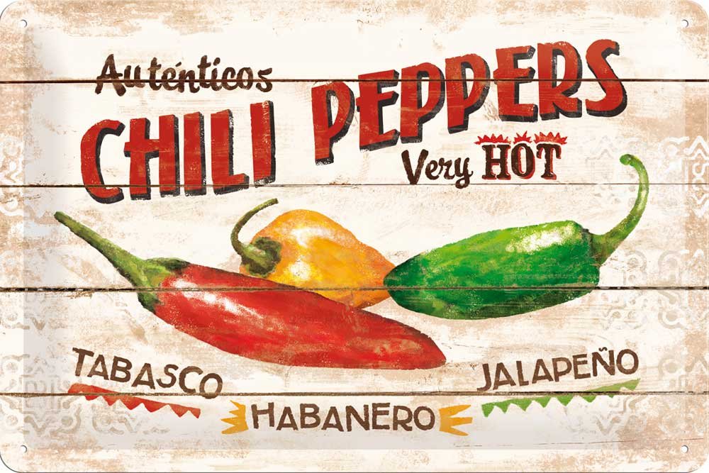 Nostalgic-Art Home & Country - Chili Peppers - Kitchen gift ideaRetro Tin SignMetal PlaqueVintage design for wall decoration20 x 30 cm