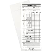 500 Cashier Depot - Cashier's Report Envelopes EZ400W, 4 1/8 x 9 1/2 Inch, White 24lb Paper, Gum Flap Closure, Cash Drop for Business Deposits, 500 Count