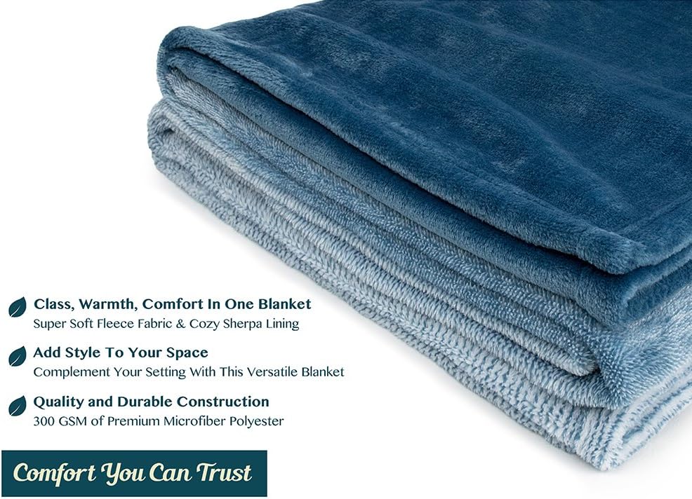 PAVILIA Flannel Fleece Ombre Throw Blanket for Couch | Super Soft Cozy Microfiber Couch Blanket | Gradient Decorative Accent Throw | All Season, 50x60 Inches Turquoise Blue: Home & Kitchen