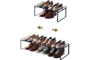 Yamazaki Home Adjustable Shoe Rack - Spacesaving Storage Solution Steel One Size Black
