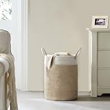 YOUDENOVA Woven Laundry Basket 50cm Handle Cotton Rope 58L White Brown view 8